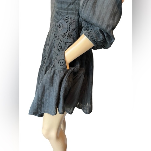 FREE PEOPLE DRESS Womens PATCHWORK OF MY DREAMS MINI Boho Pockets Lace Crochet S - Picture 7 of 16